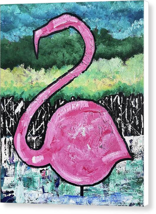 Flamingo Wading - Canvas Print