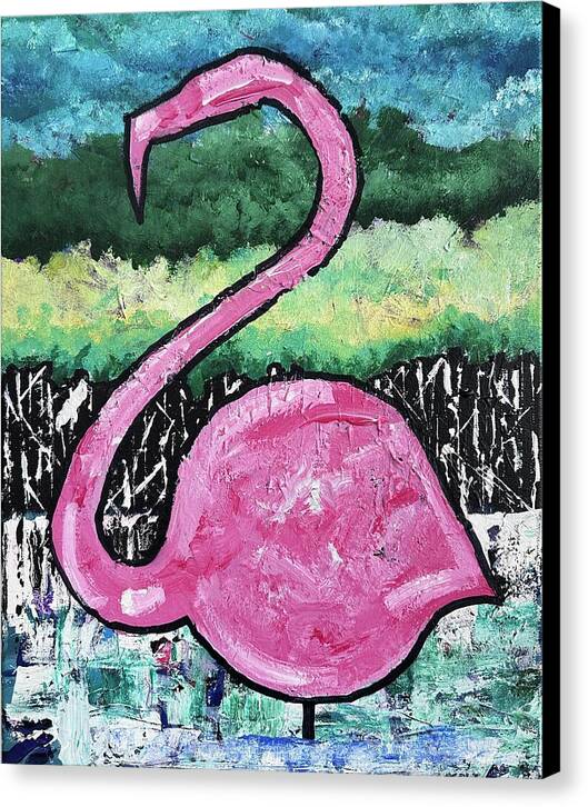 Flamingo Wading - Canvas Print