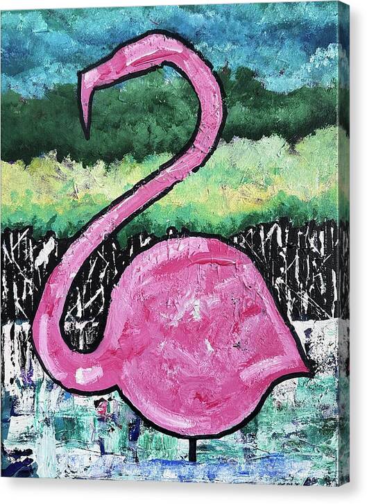 Flamingo Wading - Canvas Print