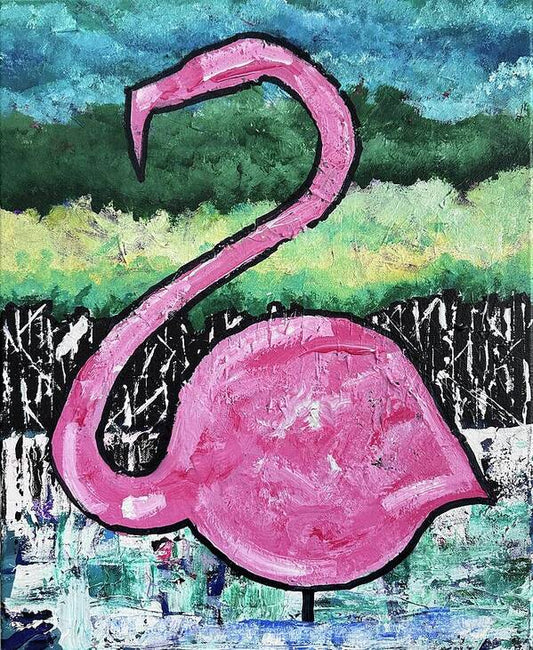 Flamingo Wading - Art Print