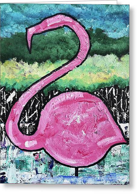 Flamingo Wading - Greeting Card