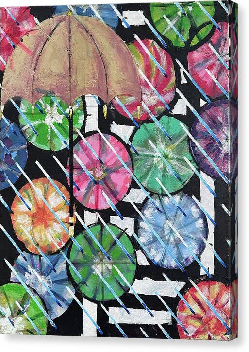Rain at Crosswalk - Canvas Print