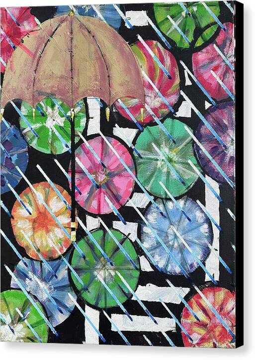 Rain at Crosswalk - Canvas Print