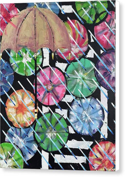 Rain at Crosswalk - Canvas Print